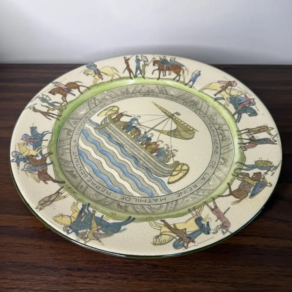 Decorative Plate Bayeux Tapestry Medieval Scene Battle of Hastings